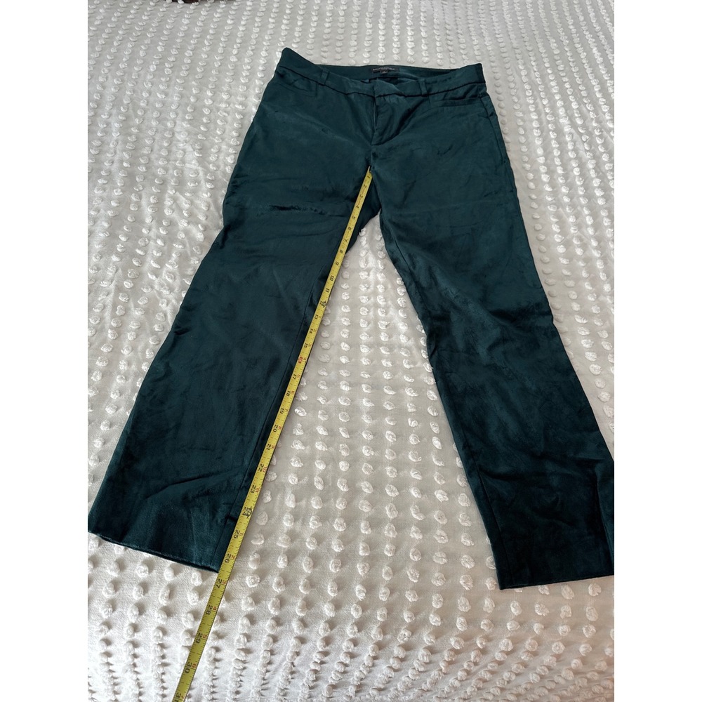 Banana Republic Sloan Green Velvet Slim Pants Womens 6 Emerald Holiday Trousers